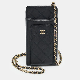 Chanel Black Quilted Caviar Leather Phone Holder Crossbody Bag 1209715