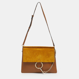 Chloe Tan/Mustard Leather and Suede Faye Medium Shoulder Bag 1209608
