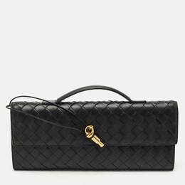 Bottega Veneta Black Intrecciato Leather Medium Andiamo Clutch 1202940