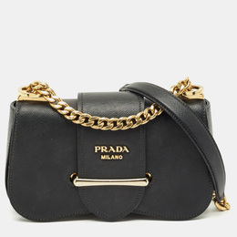 Prada Black Saffiano Lux Leather Sidonie Shoulder Bag 1206603