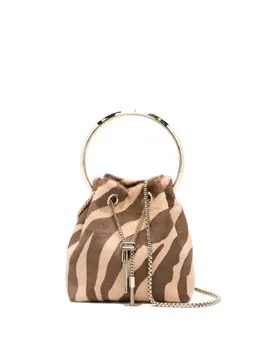 Jimmy Choo Bon Bon zebra-pattern bucket bag 27868825