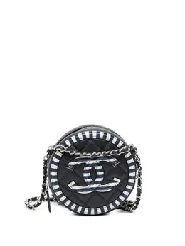 Chanel 2019 Caviar Striped CC Filigree Round crossbody bag 32001825