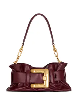 Balmain mini Anthem buckle-embellished calfskin-leather clutch bag 31365065