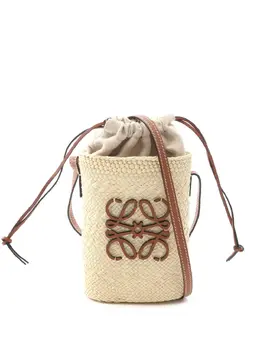 Loewe 2023 Anagram Raffia Square Pocket bucket bag 31993123
