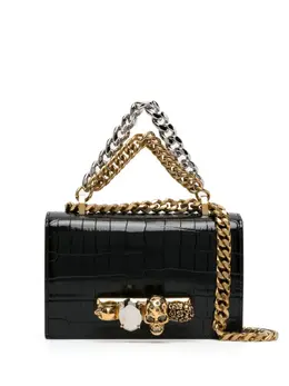 Alexander McQueen ring-hardware crocodile-effect shoulder bag 29150828