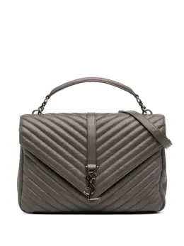 Saint Laurent 2016 Large Chevron Sheepskin Monogram College Bag satchel 32001089