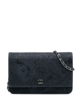 Chanel 2014 Lace Overlay Goatskin Wallet On Chain crossbody bag 32000374
