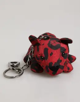 Dolce & Gabbana Red Black Polyester Animal Silhouette Bag Keychain Keyring smy11154