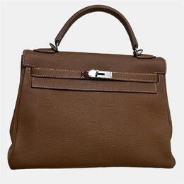Hermes Kelly 32 Gold Leather Shoulder Bag 1209748