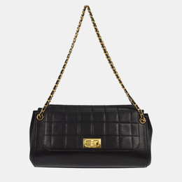 Chanel Black Lambskin Mademoiselle Lock Choco Bar Shoulder Bag 1210753