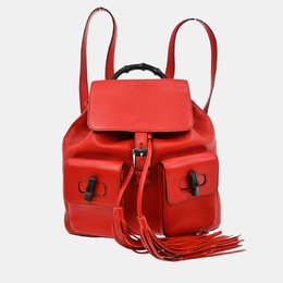 Gucci Red Pigskin Bamboo Backpack 1210708