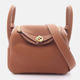 Hermes Lindy Mini Gold Clemence Leather Shoulder Bag 1210533