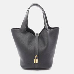Hermes Picotin Lock Black Clemence Leather Tote MM 060991Cc 1210522