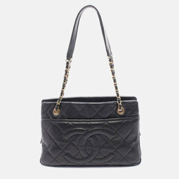 Chanel Coco CC Matelasse Black Calfskin Chain Shoulder Tote 1210486