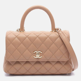 Chanel Coco Matelasse Brown Calfskin Handle Flap Shoulder Bag GHW 1210499