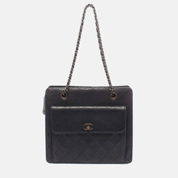 Chanel CC Coco Matelasse Black Lambskin Leather Chain Shoulder Bag 1210469