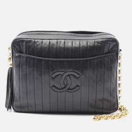Chanel Mademoiselle CC Coco Mark Black Lambskin Leather Shoulder Bag 1210477