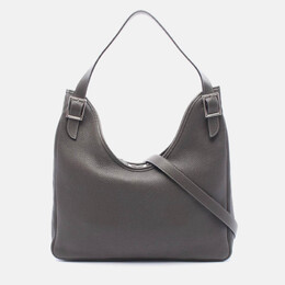 Hermes Masai Gray Graphite Clemence Leather Shoulder Bag GM 1210514