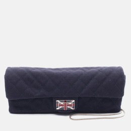Chanel Navy Blue Cotton Jersey Chain Shoulder Bag 1210474