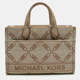 Michael Kors Beige Empire Logo Jacquard Canvas Small Gigi Tote 1210292