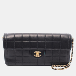 Chanel Chocobar Black Lambskin Leather Shoulder Bag 1210129