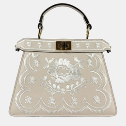 Fendi Peekaboo I See U Petite Leather Shoulder Bag In Light Beige 1210125