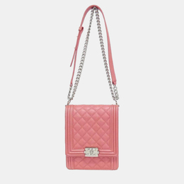 Chanel Boy Line Pink Calf Leather Shoulder Bag 1210121