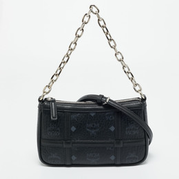 MCM Black Visetos Coated Canvas Mini Aren Shoulder Bag 1209530