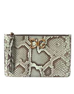Dolce & Gabbana Verde Acqua Exotic Leather Gold DG Logo Clutch Borse Bag bag1259