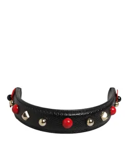 Dolce & Gabbana Black Embellished Leather Bag Handle Women Shoulder Strap smy11281