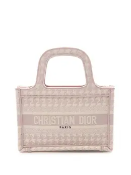 Christian Dior 2010-2025 Mini Houndstooth Embroidered Canvas Book Tote handbag 32015350