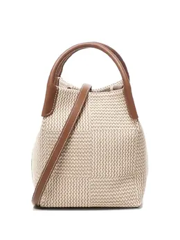 Loro Piana mini woven leather-trimmed tote bag 31972849