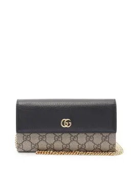 Gucci 2016-2025 Bicolor GG Marmont and GG Supreme Wallet on Chain crossbody bag 32006921