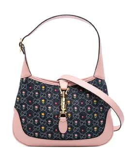 Gucci 2016-2025 Limited Edition Small GG Embroidered Denim Floral Jackie 1961 crossbody bag 32016900