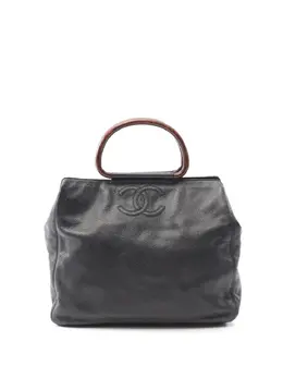 Chanel 2000-2002 CC Caviar Wood Top Handle tote bag 32027111