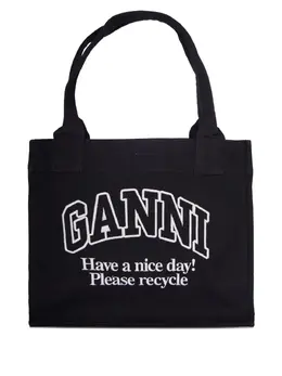 Ganni logo-print tote bag 31995724