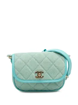 Chanel 2021 Mini CC Quilted Denim Messenger Flap crossbody bag 32016907
