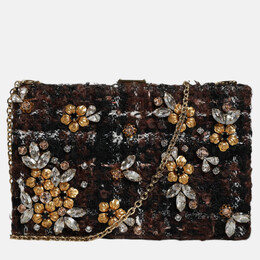 Dolce & Gabbana Floral Tweed Multicolor Fabric Clutch Crossbody Bag 1211529