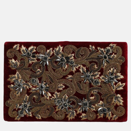 Dolce & Gabbana Gold Frame Red Velvet Clutch Evening Purse Bag 1211528