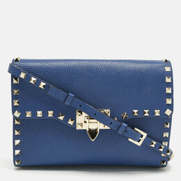 Valentino Blue Leather Rockstud Flap Crossbody Bag 1211194