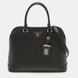 Prada Black Saffiano Lux Leather Promenade Open Satchel 1211160