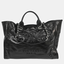 Chanel Black Calfskin Medium Deauville 2way Tote Bag 1211085
