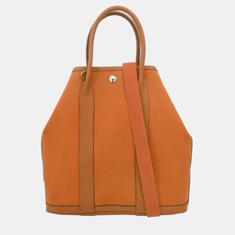 Hermes Garden File PM 2way Orange Toile Officier Buffalo Tote Bag 1211068