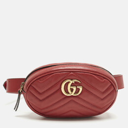 Gucci Red Matelassé Leather GG Marmont Belt Bag 1211119