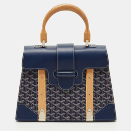 Goyard Navy Blue Goyardine Coated Canvas and Leather Saigon MM Top Handle Bag 1211128