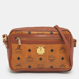 MCM Cognac Visetos Coated Canvas and Leather Front Zip Camera Bag 1210830