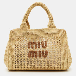 Miu Miu Beige/Brown Woven Raffia Tote 1210885