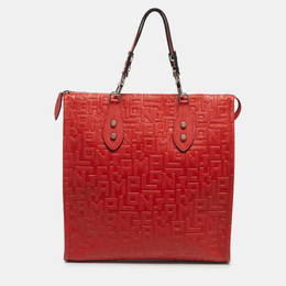 Longchamp Red Monogram Embossed Leather La Voyageuse Vertical Tote 1210837