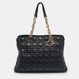 Christian Dior Black Cannage Leather Large Soft Lady Christian Dior Satchel 1210829