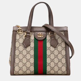 Gucci Beige Brown Small GG Supreme Ophidia Satchel 1210919